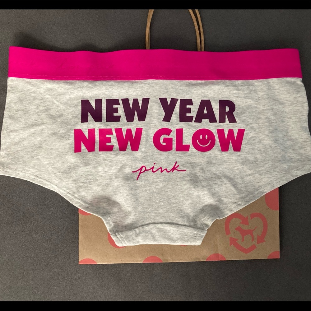 VS PINK logo waist shortie boyshort panty underwear NWT L